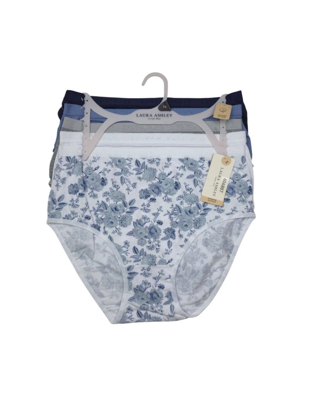 Laura Ashley Womens Organic Cotton Panties 5-Pack Floral Print Medium